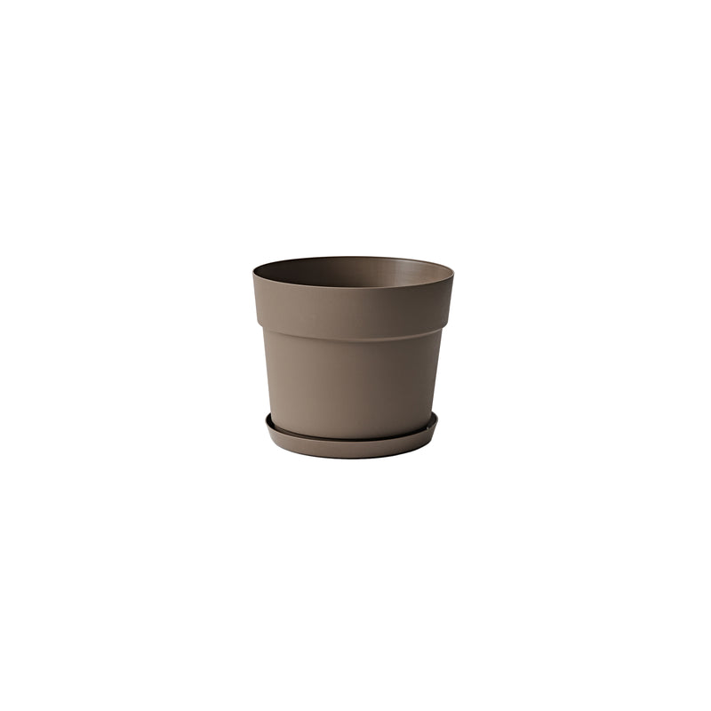 Sottovaso rotondo plastica riciclata 100%, Ø33 cm, Fog Grey Grigio Chiaro. TeraPlast Orma Saucer 33, −30°/+60°C, compensa CO₂ ean-8051560268401