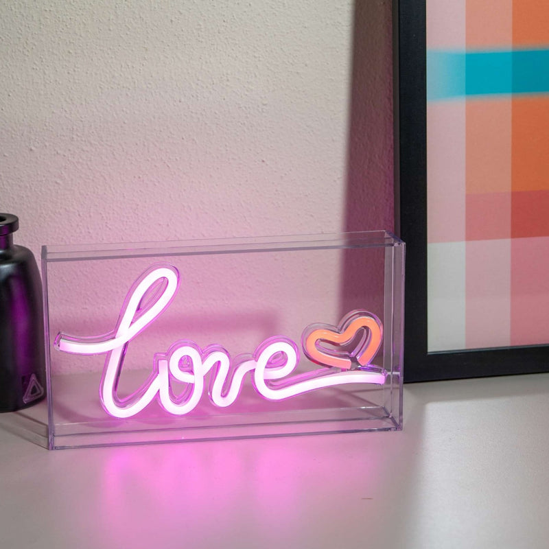wd lifestyle wd lifestyle insegna neon con cornice in plexiglass 23 x 13 cm decoro love ean 8053300576401