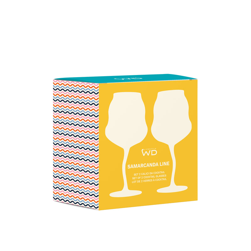 wd lifestyle wd lifestyle set 2 calici cocktail 450 ml giallo e petrolio rosa e azzurro ean 8055035683461