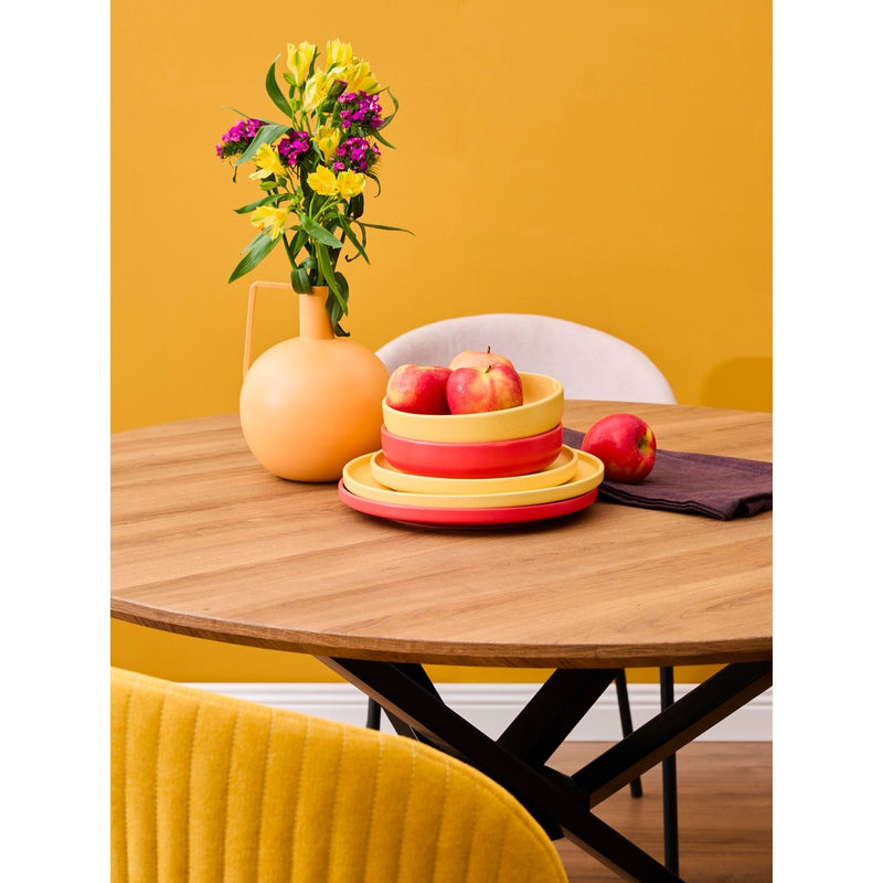 di mo commerciale di mo commerciale tavolo rotondo jasper d 120 cm h 75 cm piano mdf effetto noce naturale con gambe in metallo ean 8010402491193