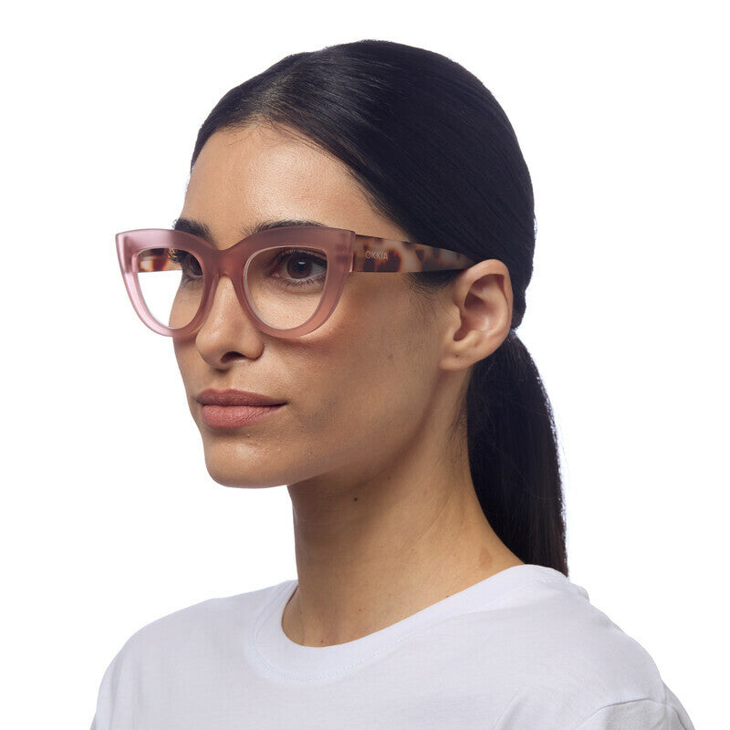 okkia okkia occhiale da lettura mod claudia premontato gatto soft touch pink havana diottrie 3 00 ean 8055773193055