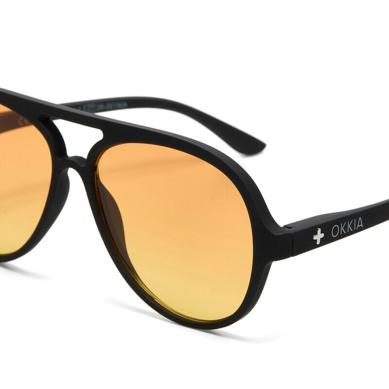okkia okkia occhiale da sole premontato a forma di goccia mod alessio soft touch black lenti yellow ean 8056211375392