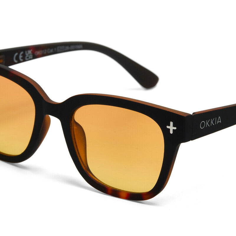 okkia okkia occhiale da sole premontato mod giovanni translucid havana black soft touch con lenti giallo