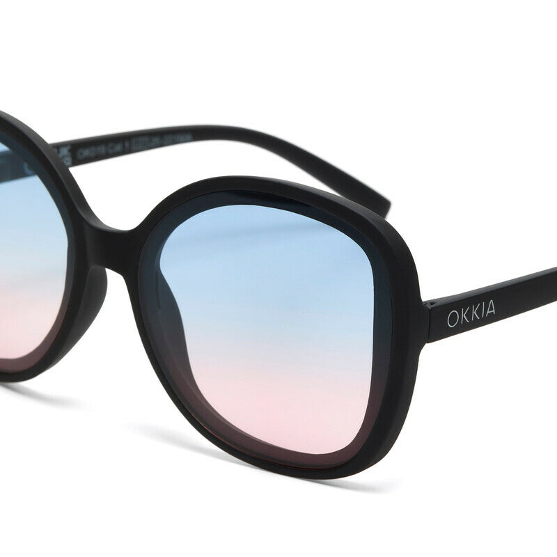 okkia okkia occhiale da sole premontato butterfly mod anna soft touch black lenti blue pink ean 8056211374258