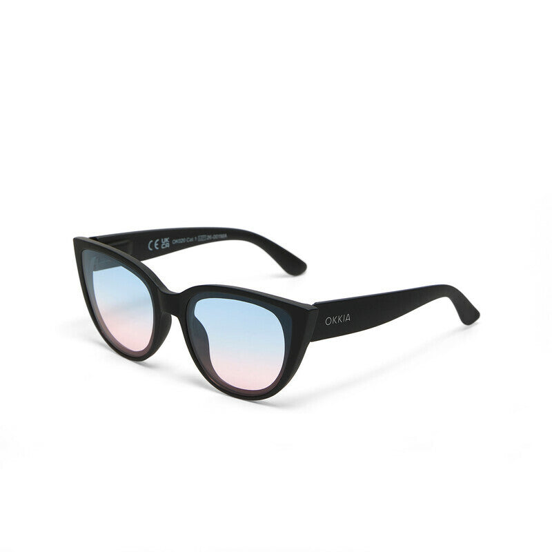 okkia okkia occhiale da sole premontato gatto lite mod silvia soft touch black lenti blue pink ean 8056211375354