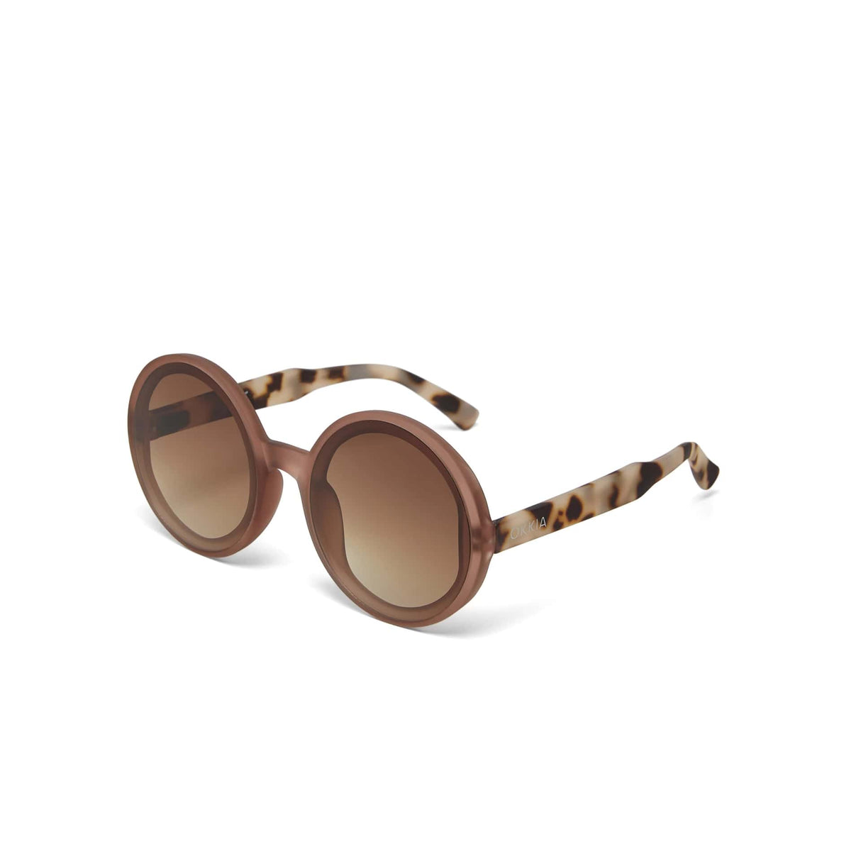 okkia okkia occhiale da sole premontato mod monica round traslucent pink clear havana ean 8055773198005