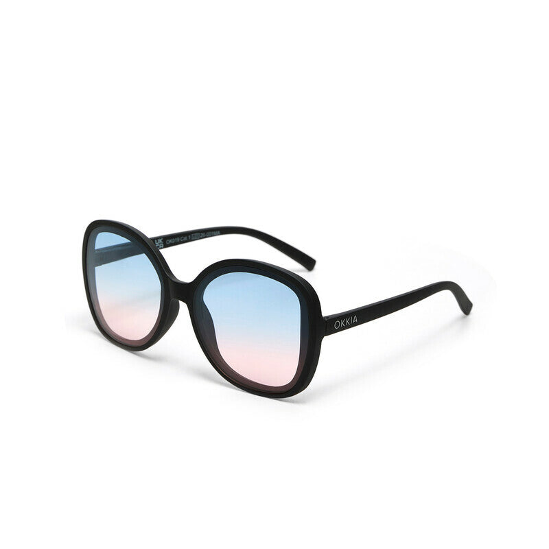 okkia okkia occhiale da sole premontato butterfly mod anna soft touch black lenti blue pink ean 8056211374258