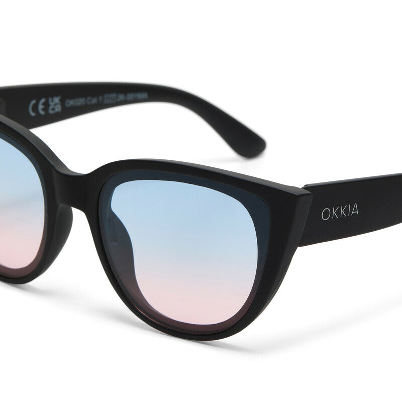 okkia okkia occhiale da sole premontato gatto lite mod silvia soft touch black lenti blue pink ean 8056211375354
