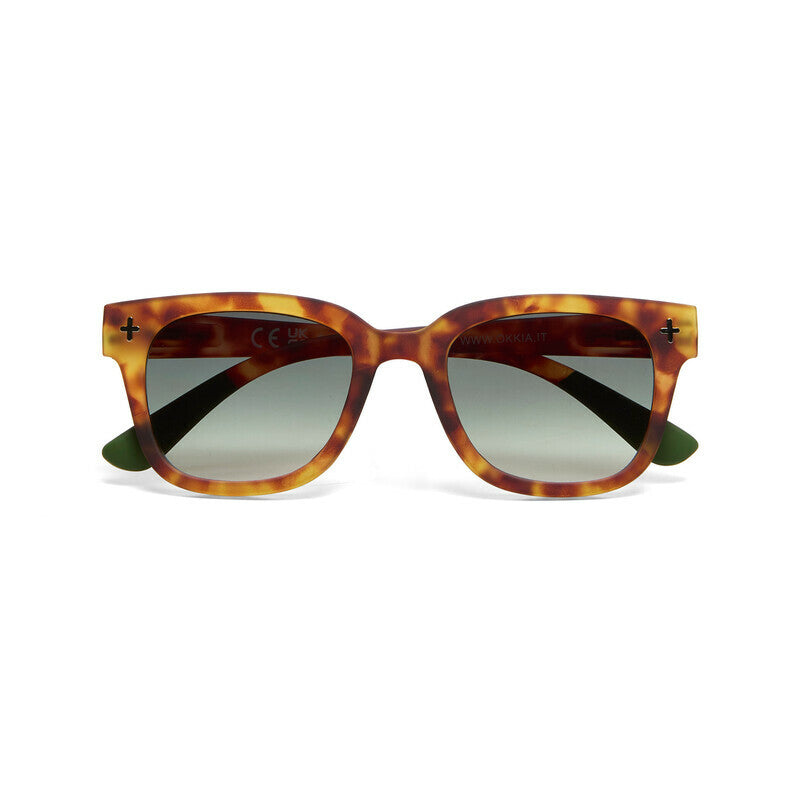 okkia okkia occhiale da sole premontato mod giovanni translucid sahara havana soft touch con lenti verde ean 8056211375316
