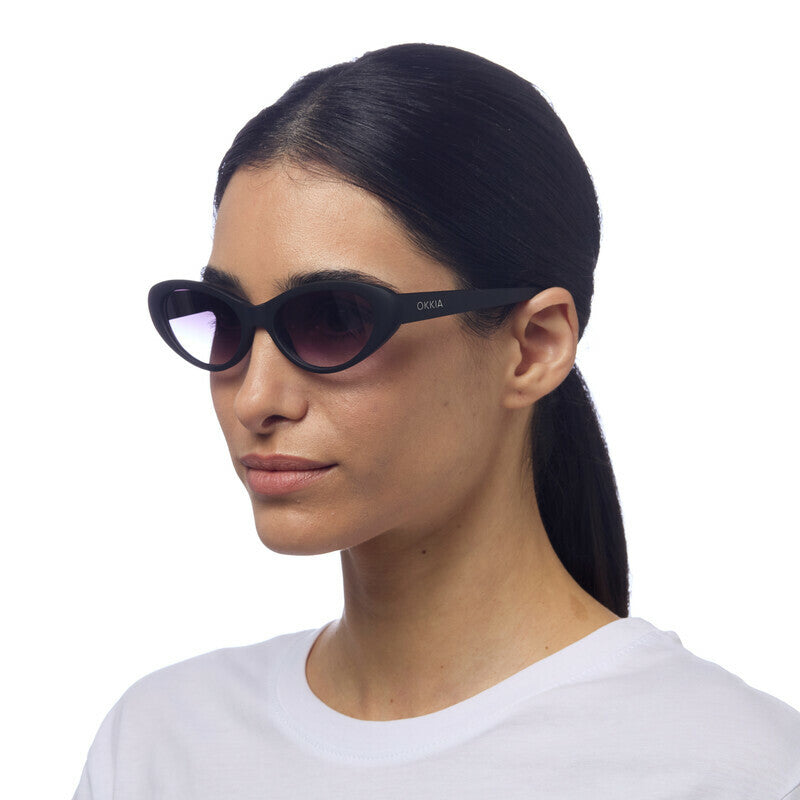 okkia okkia occhiale da sole premontato mod lina cat eye soft touch black lenti black ean 8053806010621