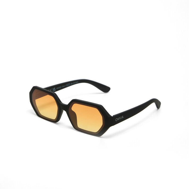 okkia okkia occhiale da sole premontato esagonale mod andrea soft touch black lenti yellow ean 8056211375620