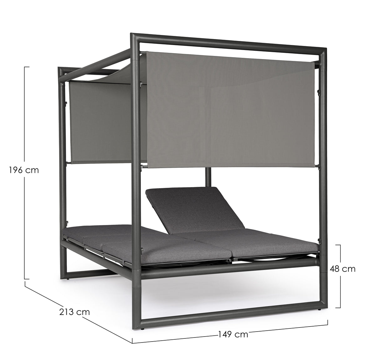 bizzotto bizzotto daybed konnor antracite struttura alluminio 213 x 149 x 196 cm tessuto idrorepellente ean 8051836690134