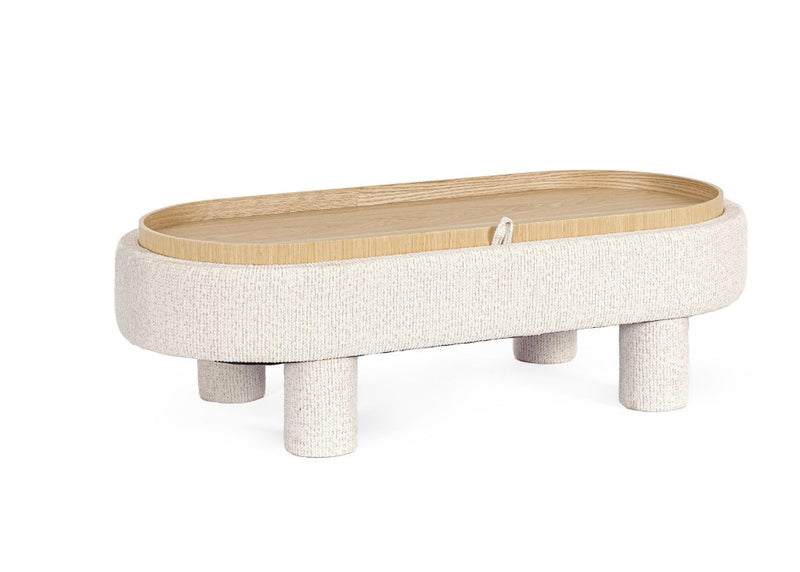 bizzotto bizzotto pouf tanya con vassoio ovale h 33 cm 110 x 50 cm bianco ean 8051836796683