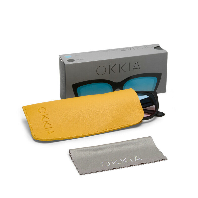 okkia okkia occhiale da sole premontato gatto lite mod silvia soft touch black lenti blue pink ean 8056211375354