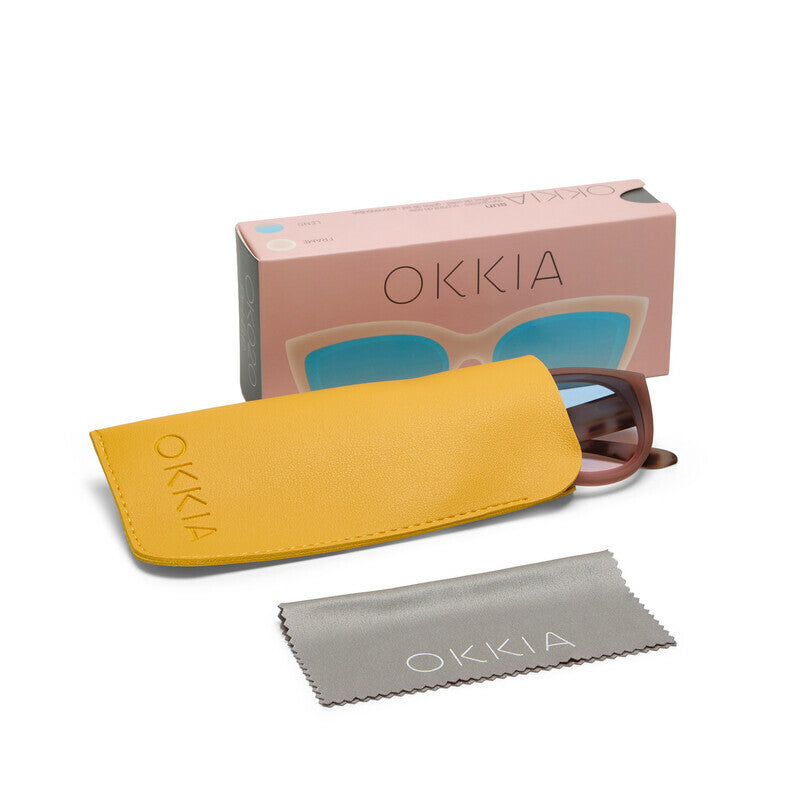 okkia okkia occhiale da sole premontato gatto lite mod silvia soft touch pink havana lenti blue pink ean 8056211375385