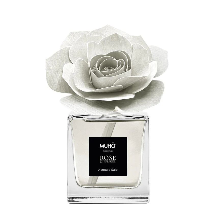 Muhà Raumduftdiffusor Weiße Rose Wasser und Salz 100 ml