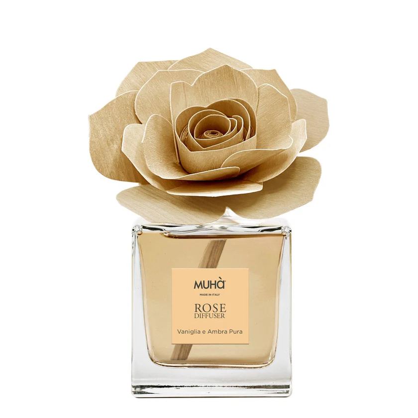 Muhà Raumdüft Diffusor Rosa Natur Vanille und Reines Ambra 100ml