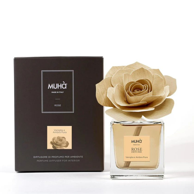 Muhà Raumdüft Diffusor Rosa Natur Vanille und Reines Ambra 100ml