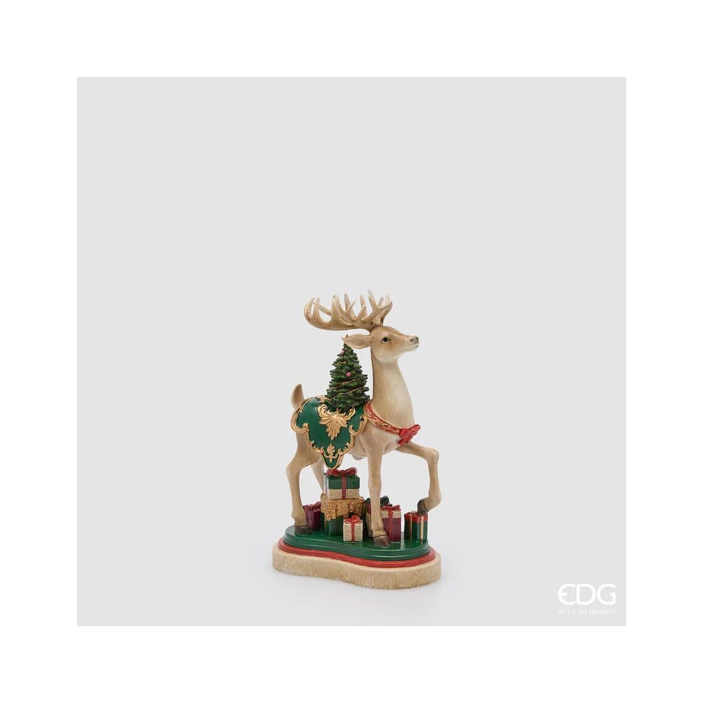 EDG Enzo De Gasperi Renna Natalizia con Pino H25 cm Multicolor – Decorazione di Natale
