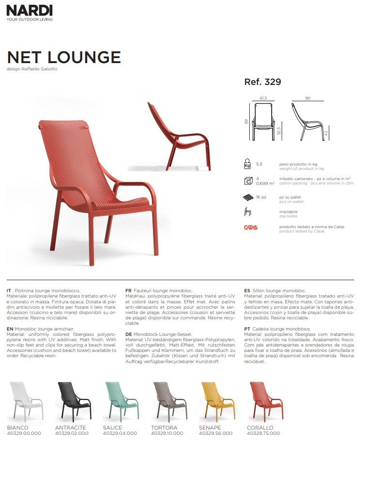 Nardi Net Lounge Sessel Agave aus Polypropylen Stapelbar