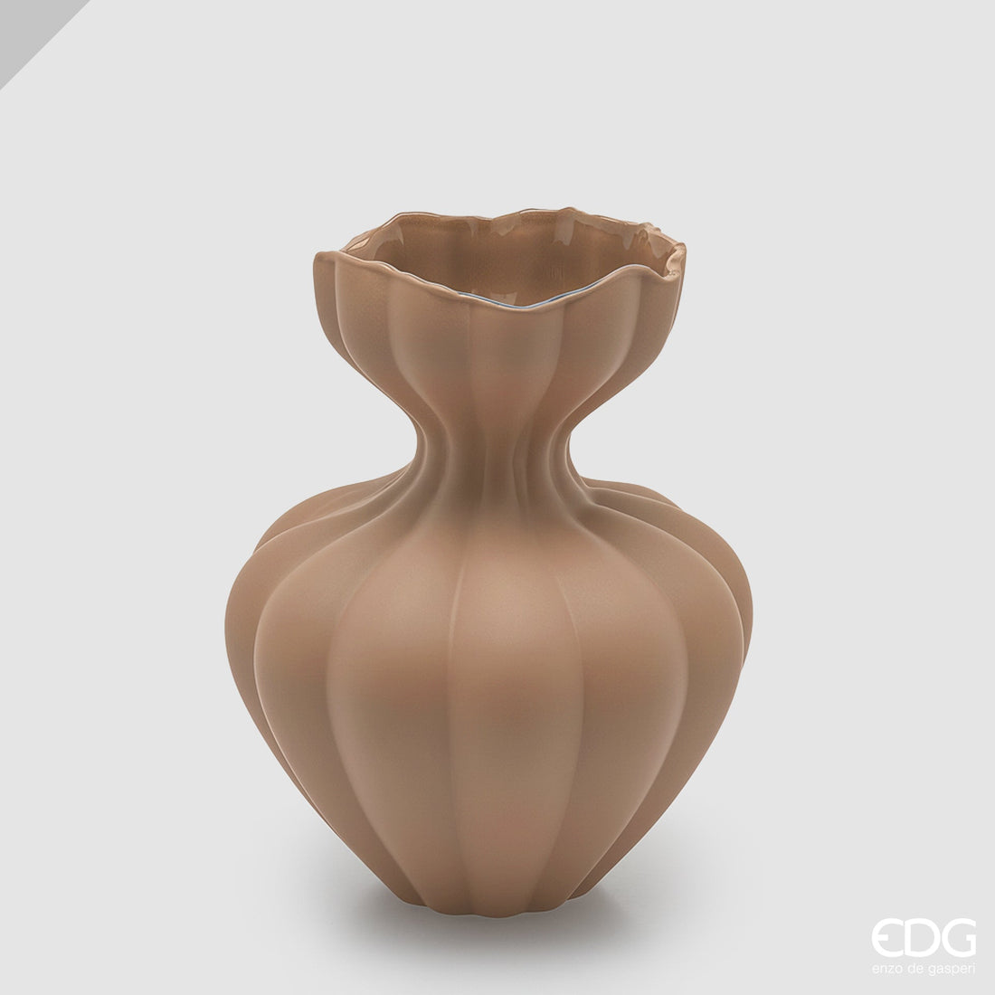 EDG Enzo De Gasperi Vaso Flow Sinuoso H25 cm Marrone Chiaro in Vetro – Vaso Decorativo