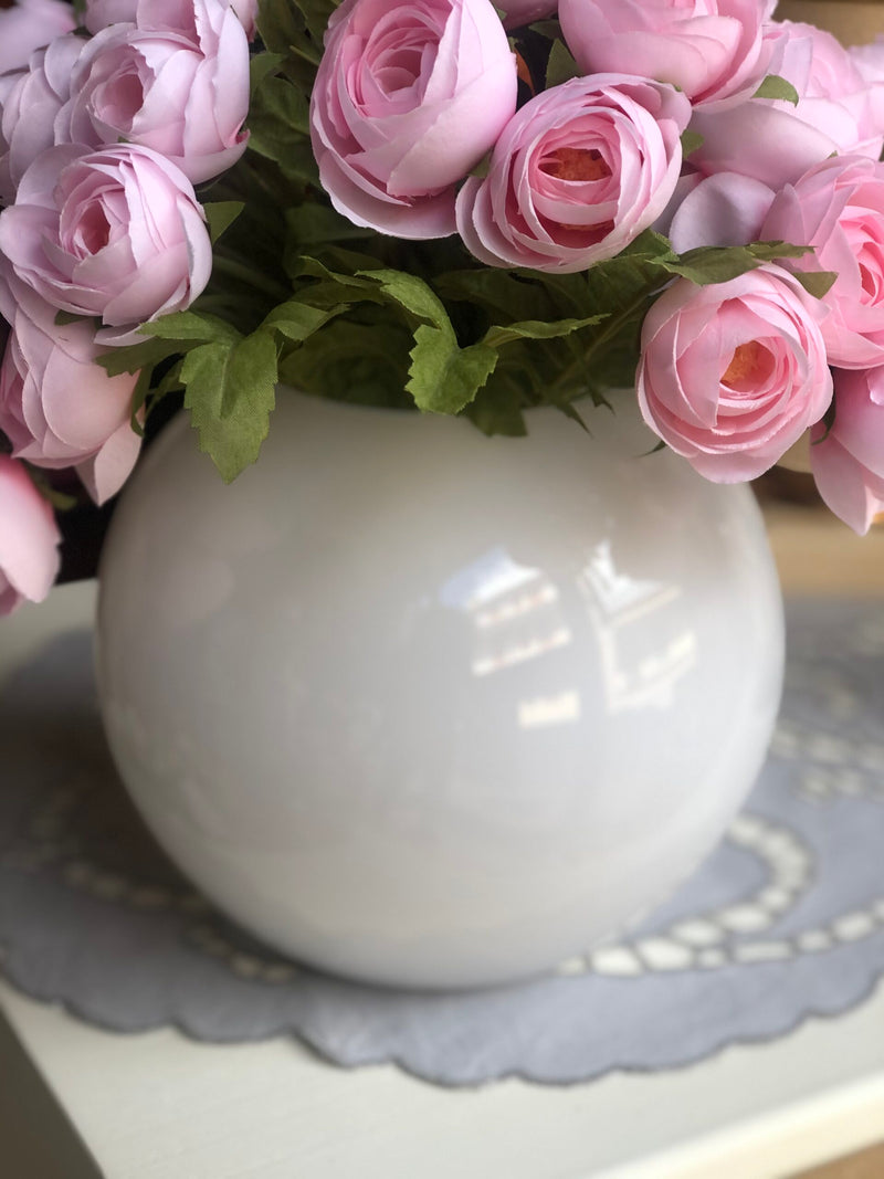 EDG Enzo De Gasperi Kugelförmige Vase H 20 cm D 23 cm Mattglas Weiß