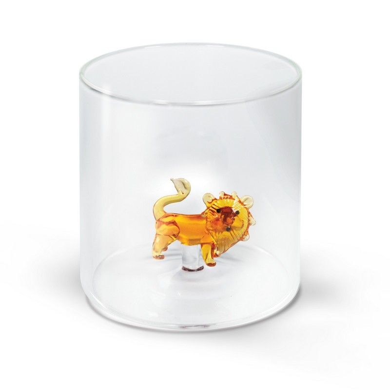 WD LifeStyle Bicchiere Vetro Borosilicato Cc 250 ml Decoro Leone