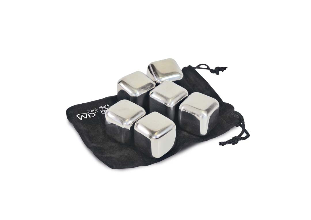 WD Lifestyle Set 6 Cubetti Raffredda Drink Riutilizzabili in Acciaio Inox – Cubetti Refrigeranti per Bevande