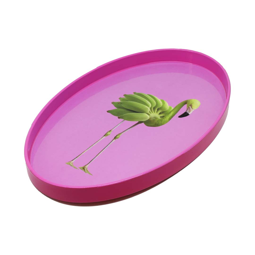 WD LifeStyle Tablett Taschenleerer Oval Flamingo 28x17 cm – Dekoratives Tablett