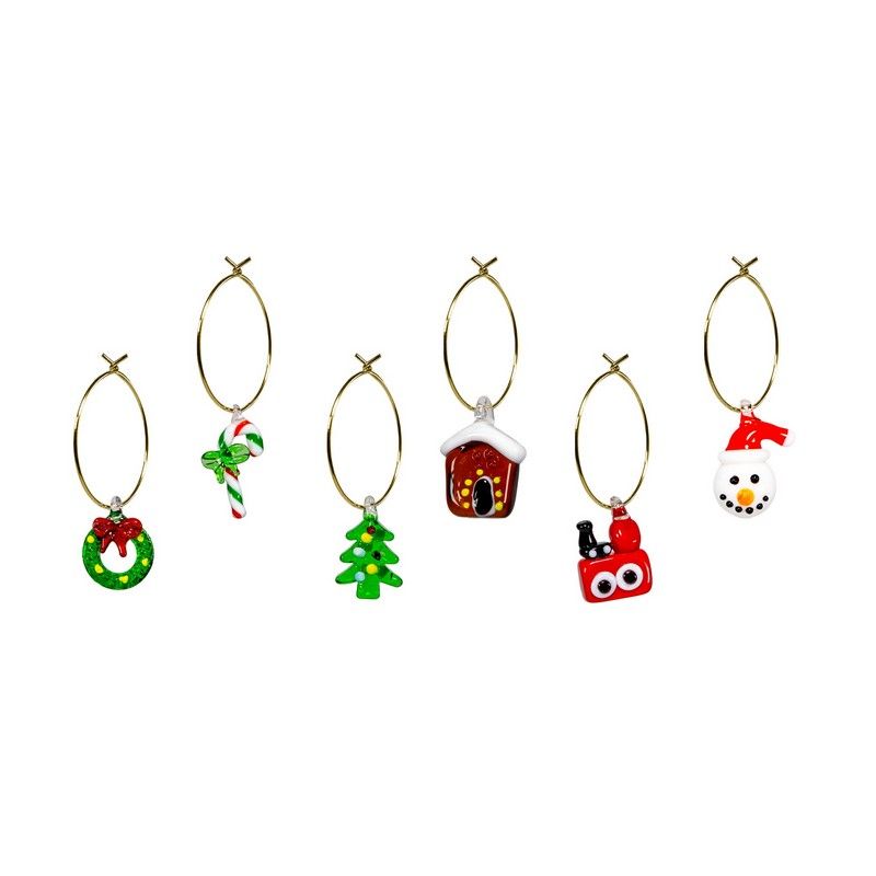 WD LifeStyle 6er-Set Serviettenringe aus farbigem Glas – Weihnachtstischdeko