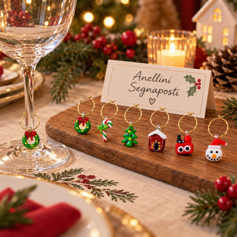 WD LifeStyle 6er-Set Serviettenringe aus farbigem Glas – Weihnachtstischdeko