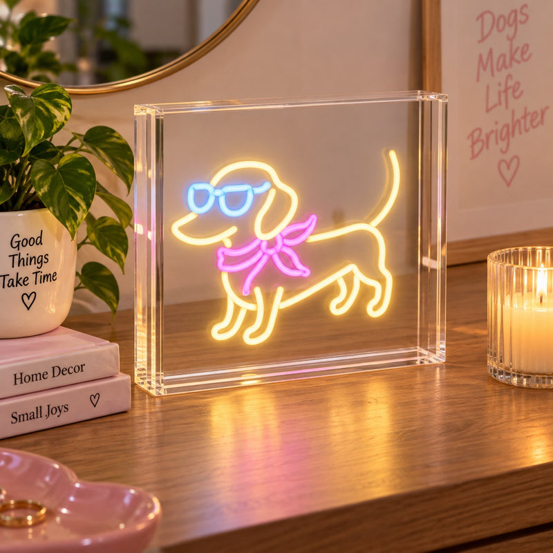 WD LifeStyle Insegna Neon Bassotto 23x23 cm in Plexiglass – Lampada Decorativa LED