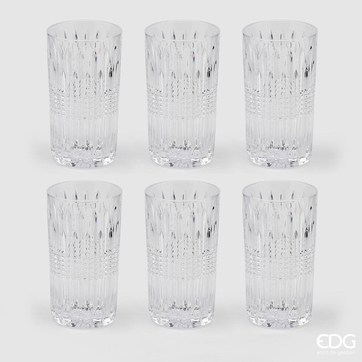 EDG Enzo De Gasperi Wasserglas Linien H 14 cm D 8 cm 6er Pack