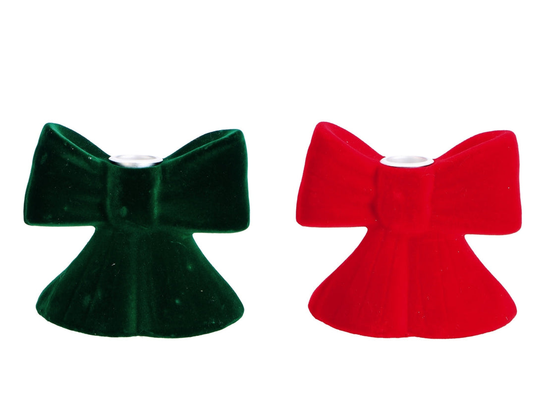 Ad Trend Kerzenhalter in Schleifenform aus Harz und Samt, sortiert, 13x6xH11 cm, 1 Stk. – Dekoration für Haus und Weihnachtstisch