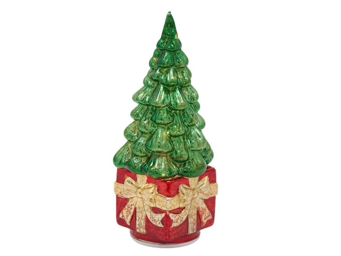 EDG Enzo De Gasperi Pino Twist Regalo LED H30x12,5x12,5 cm Verde Rosso con Movimento – Decorazione di Natale