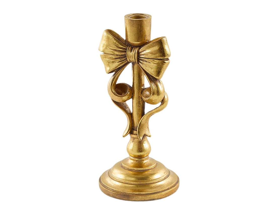 EDG Enzo De Gasperi Kerzenhalter mit Schleife Weihnachten H24x11,5x11,5 cm Dunkles Gold – Weihnachtsdekoration