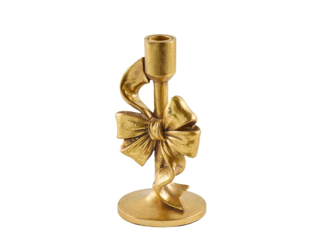 EDG Enzo De Gasperi Kerzenhalter Weihnachten mit Schleife H22x11x11 cm Dunkelgold – Weihnachtsdekoration