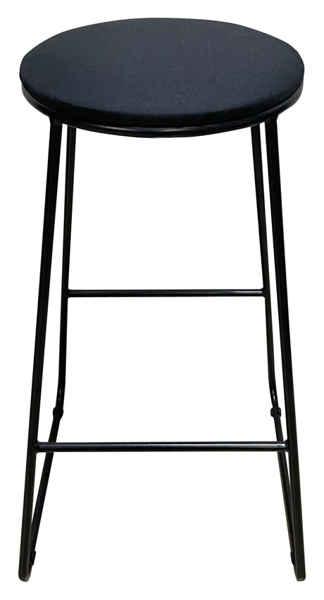 Dimo Hocker Colby Runde Sitzfläche aus schwarzem Stoff Schwarze Beine