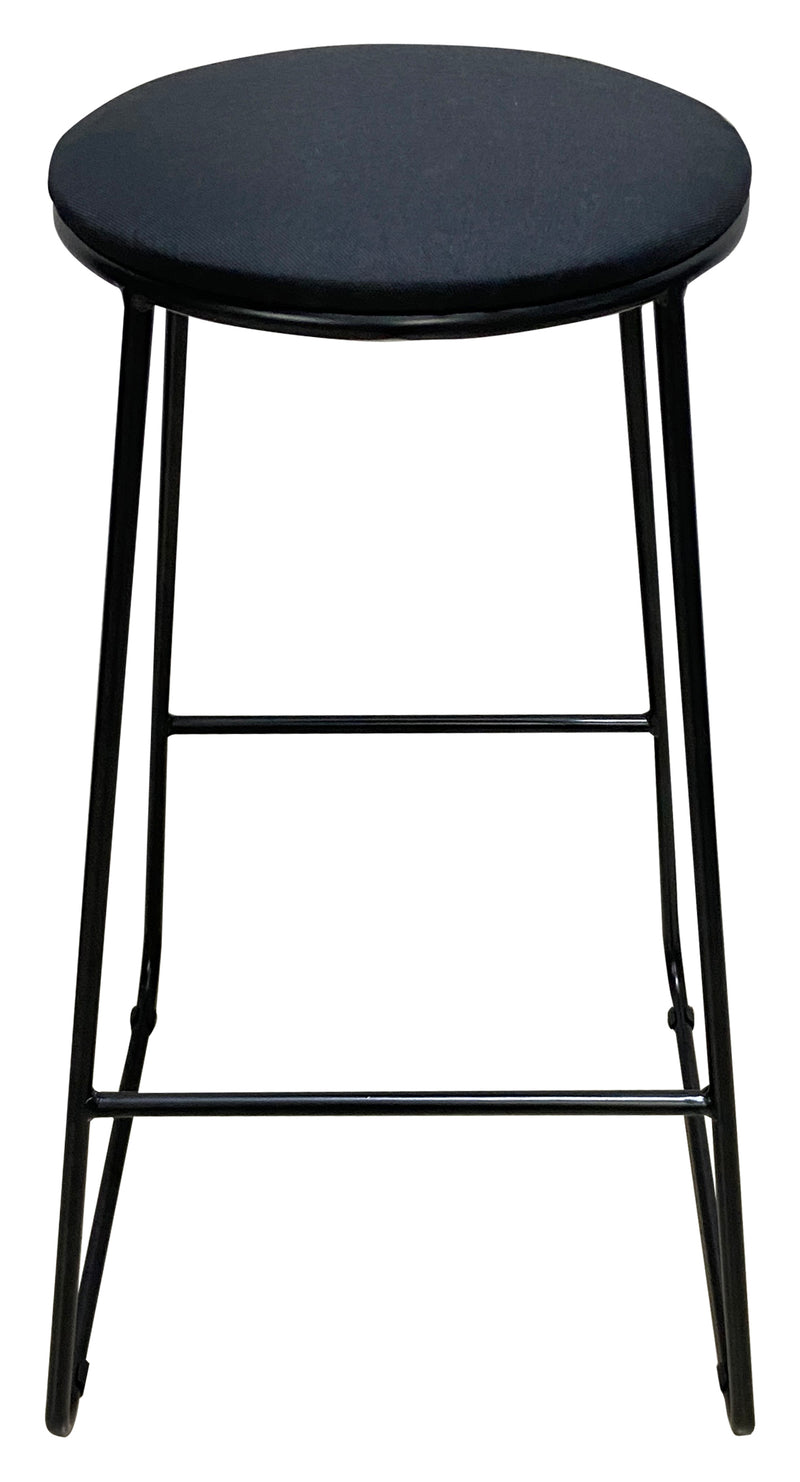 Dimo Hocker Colby Runde Sitzfläche aus schwarzem Stoff Schwarze Beine
