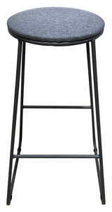 Dimo Hocker Colby Runde Sitzfläche aus grauem Stoff Graue Beine