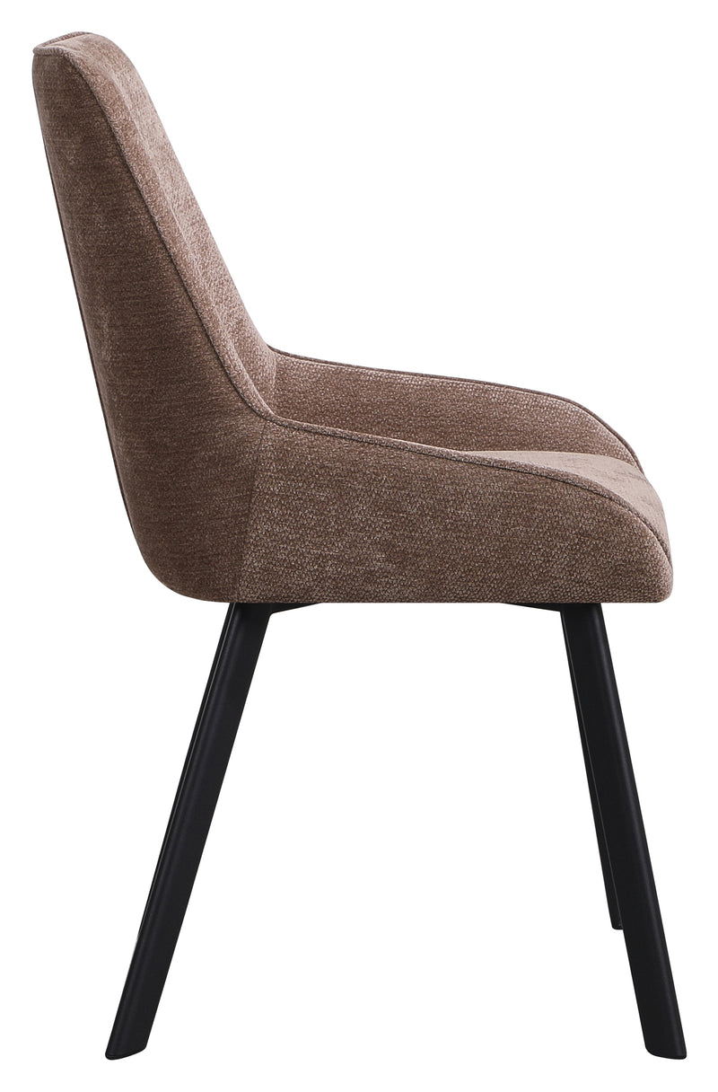 DI.MO Stuhl Kim aus Stoff in Taupe mit schwarzen Metallbeinen 57 x 52 x 87 cm – Moderner Esszimmer- und Wohnzimmerstuhl