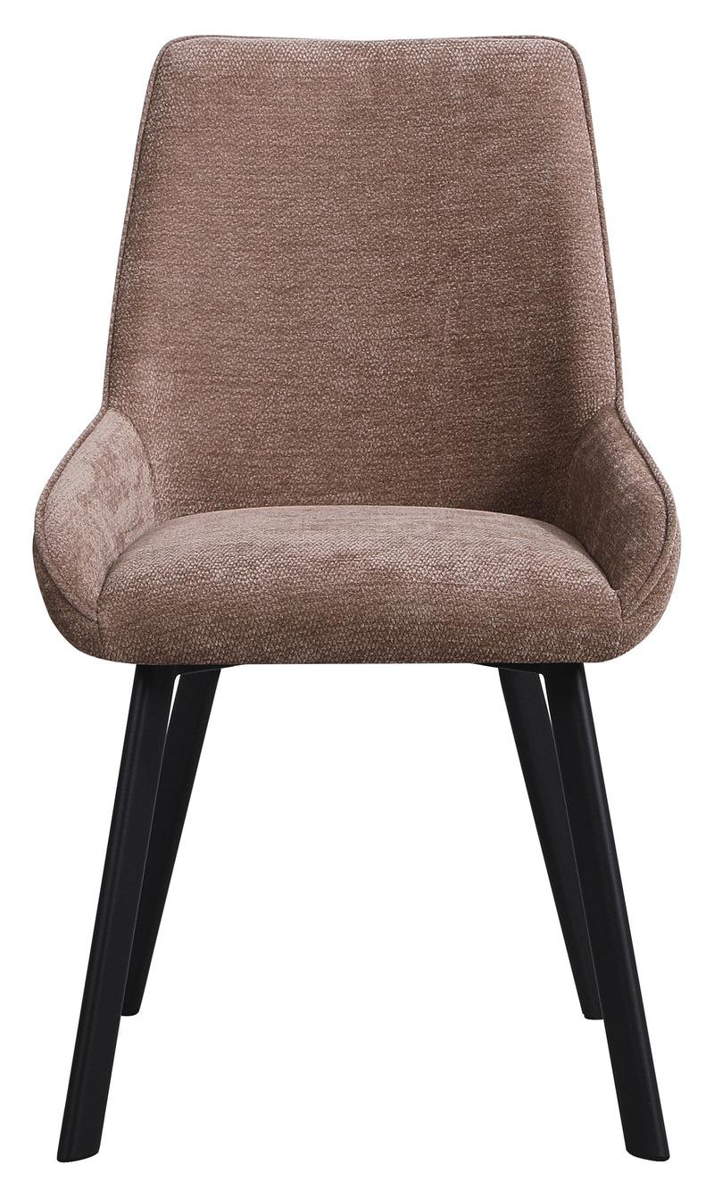 DI.MO Stuhl Kim aus Stoff in Taupe mit schwarzen Metallbeinen 57 x 52 x 87 cm – Moderner Esszimmer- und Wohnzimmerstuhl