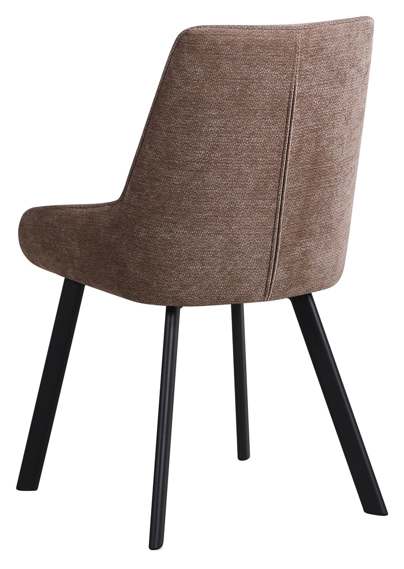 DI.MO Stuhl Kim aus Stoff in Taupe mit schwarzen Metallbeinen 57 x 52 x 87 cm – Moderner Esszimmer- und Wohnzimmerstuhl