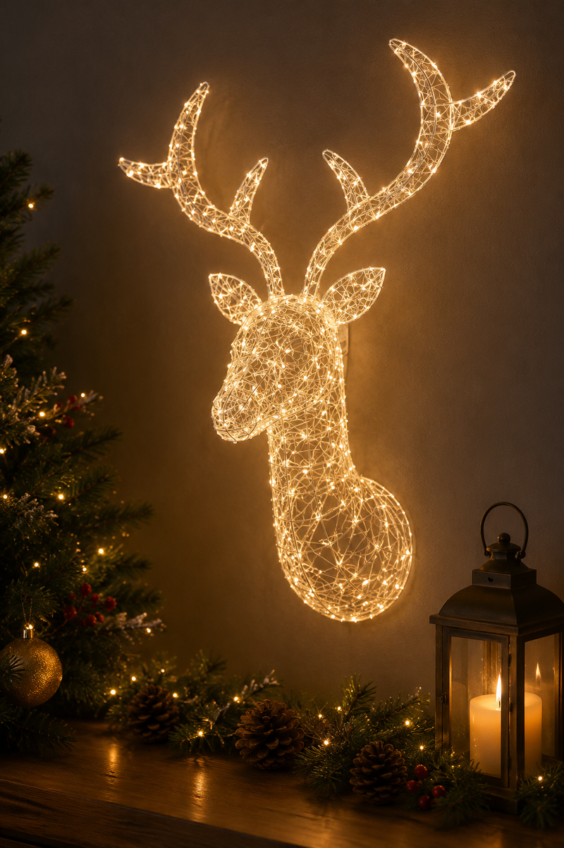 EDG Enzo De Gasperi Decoro Renna Pearls Weihnacht 300 MicroLed H 90 Cm L 90 Cm L 35 I44 Light Gold