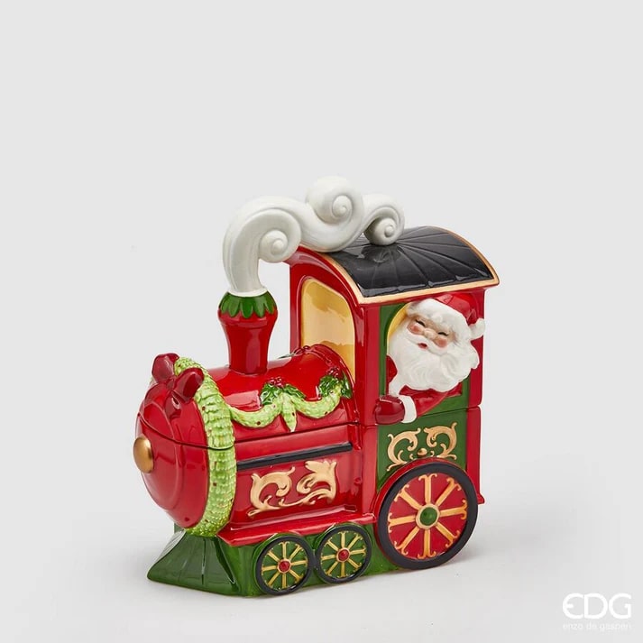 EDG Enzo De Gasperi Weihnachtscontainer Weihnachtszug Weihnachtsmann H26X23X14 Grün Rot