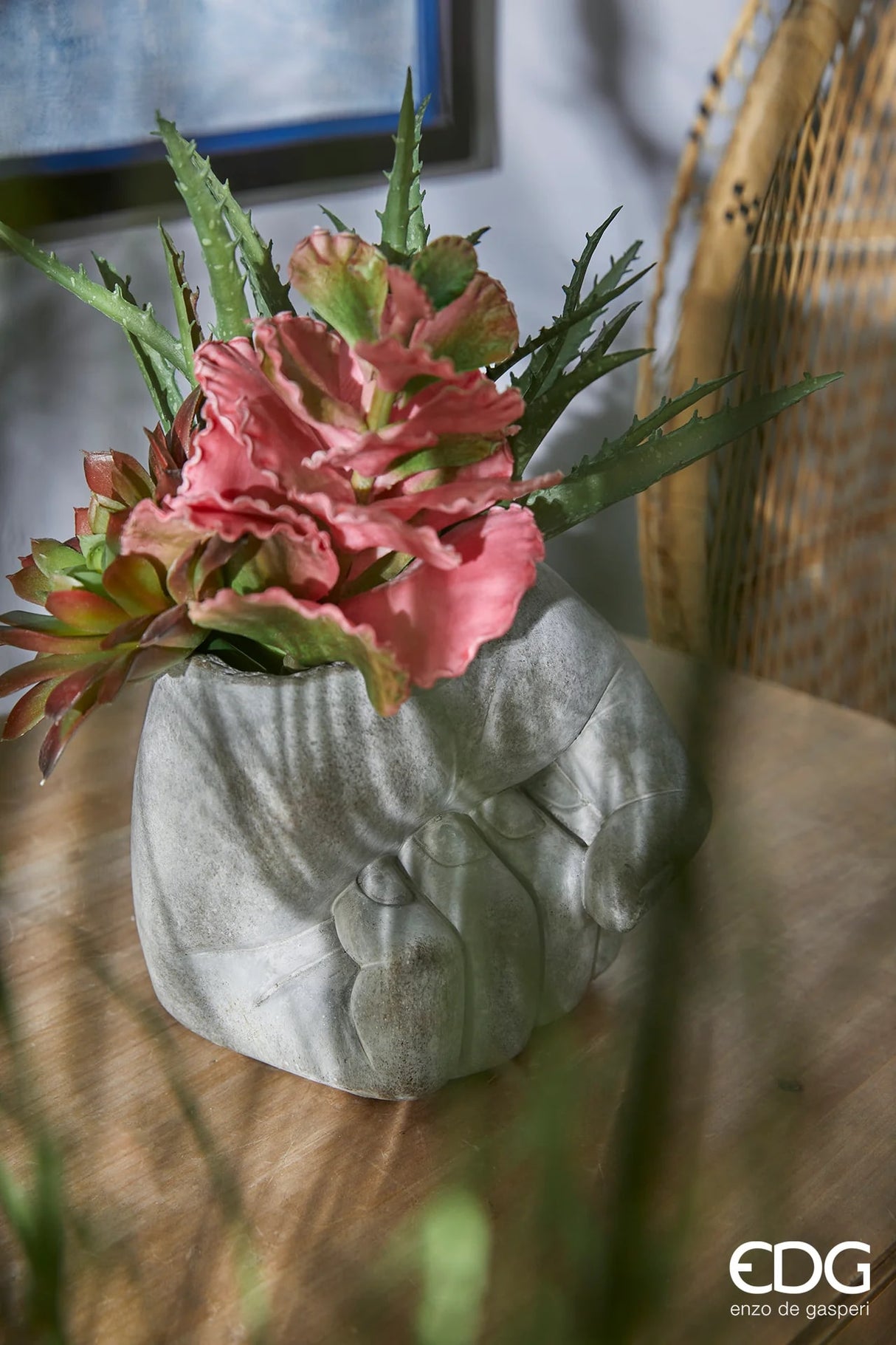 EDG Enzo De Gasperi Vase Faust H 13 Cm L 14 Cm L 14 Cm Grey Waterproof