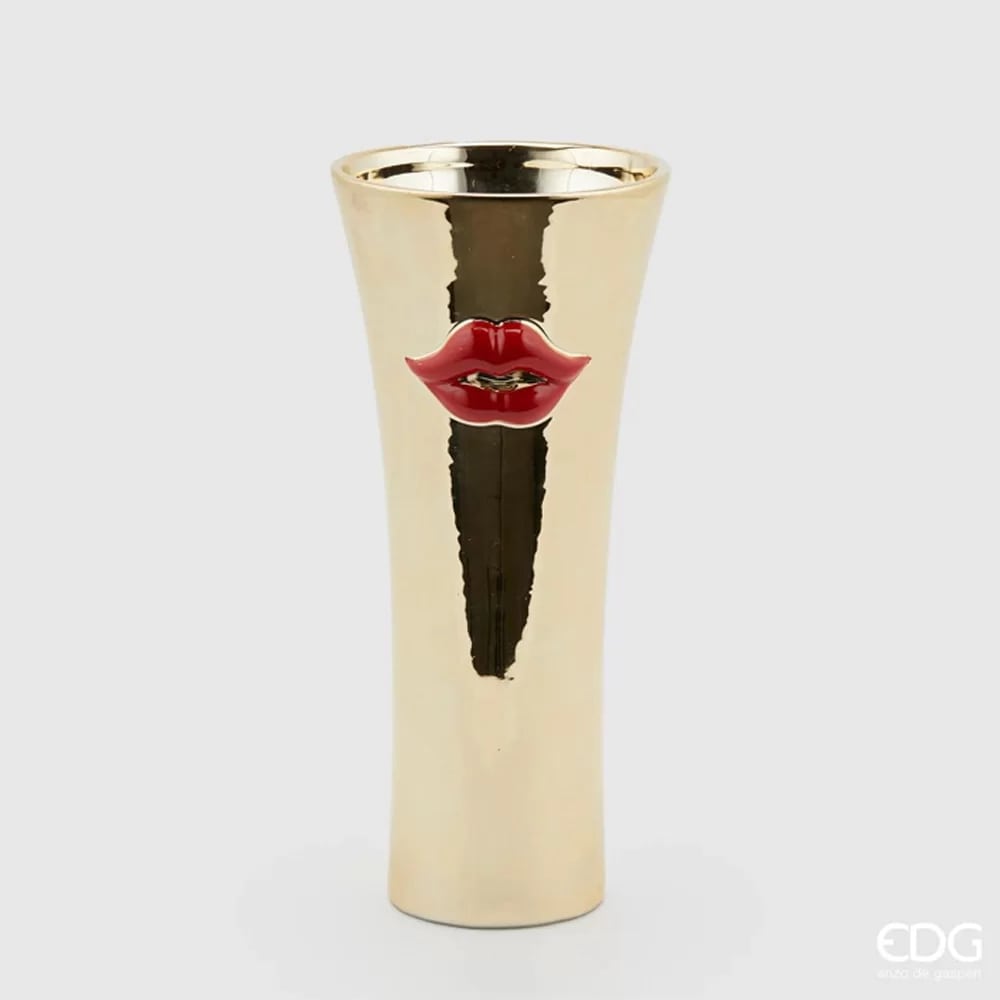 EDG Enzo De Gasperi Vaso Kiss Concavo H30 D13  Red Gold