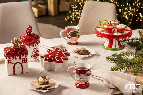 EDG Enzo De Gasperi Tasse Weihnachtsmann und Mama Umgekehrt 2 Stück H12 D10 Weiß Rot