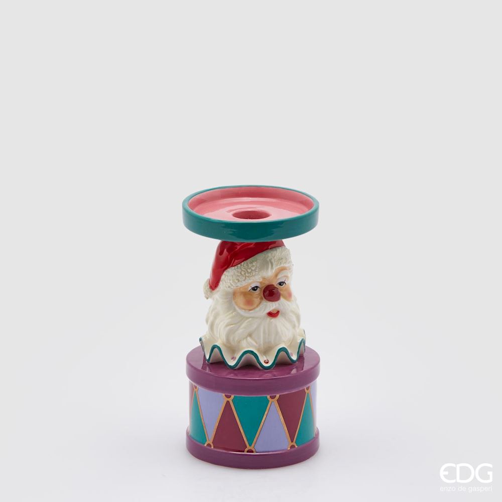 EDG Enzo De Gasperi Kerzenhalter Weihnachten Weihnachtsmann Clown H17 D9,5 Mehrfarbig