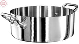 AGNELLI Flacher Topf Aluinox 3Ply Edelstahl Hochglanz 20x8 Cm 2 Griffe